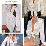 Satin Silk V-Neck Shirt - Nadorine (Us Only)