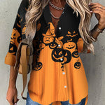 Nadorine Vintage Floral Shirt Tops Casual Lapel Neck Long Sleeve Fitted Blouse