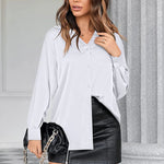 Satin Silk V-Neck Shirt - Nadorine (Us Only)