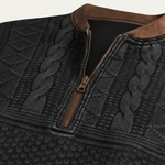 The Siena Men’s Casual Patterned Half Zip Sweater with Elbow Patches