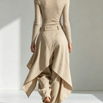 Riley | Off-Shoulder Bodysuit & Sculptural Draped Wide-Leg Trouser Set