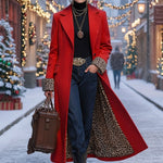 Lapel Single-breasted Leopard Print Coat