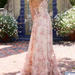 Floral Faux Pearl Frill Split Maxi Dress