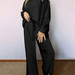 Nadorine Casual Two Piece Set Dropped Shoulder Top and Pants Set