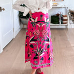 Margovil High Rise Tropic Print Midi Skirt