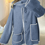 Women's Thickened Loose Woolen Coat with Fringed Scarf