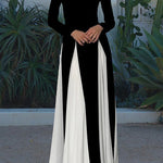 Margovil Long Sleeves Color Block Swing Maxi Dress