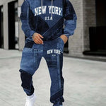 KZZ Men's Fall Winter Hooded Sweatshirt & Pants Set