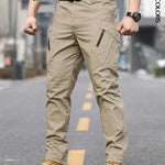 KZZ Men's Solid Color Flap Pocket Zipper Fly Cargo Pants without Belt Accessories