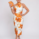 Zinnara | Halter Neck Floral Print Midi Dress