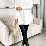 Mockneck Drop Shoulder Oversized Ribbed Knit Sweater