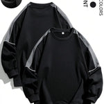 KZZ Men's Colorblock Contrast Binding Drop Shoulder Sweatshirt