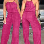 Womens Spaghetti Strap Drawstring Tied Waist Jumpsuit Casual Overalls