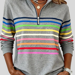 Prismette | Colorful Striped Quarter-Zip Sweatshirt