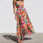 Adjustable Strap Floral Print Maxi Dress