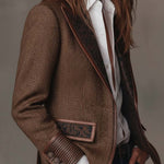 Herringbone Tweed Blazer With Printed Panels