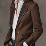 Odile – Herringbone Blazer with Embroidered Panels