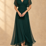 Emma | Draped V-Neck Evening Maxi Dress
