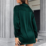 Satin Silk V-Neck Shirt - Nadorine (Us Only)