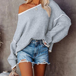 Oversized Soft Knit Long Batwing Sleeve Pullover Sweater Tunic Outfit Tops
