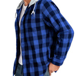 KZZ Plaid Patchwork Button Front Hooded Jacket