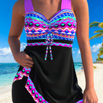 Freya | Printed Purple Drawstring Swimsuit