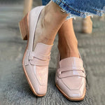 Shiny Loafers with Wide Heel