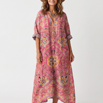 Tilde | Oversized Abstract Print Midi Dress with Pockets