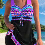 Freya | Printed Purple Drawstring Swimsuit