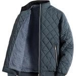 KZZ Men's Plain Quilted Zip Up Pocket Winter Coat