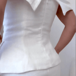 White Cotton and Linen Two-piece Suit