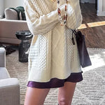 Margovil Crewneck Cable Knit Casual Pullover Sweater