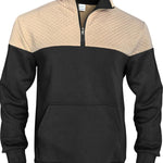 KZZ Men's Fall/Winter Patchwork Design Casual Stand-Up Collar Zipper Hoodie Sweatshirt