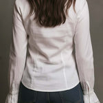 White Ruffled Lace Trim Blouse