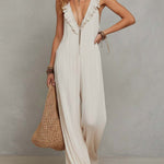 Lightweight Bohemian-style Pleated Chiffon Sleeveless Jumpsuit