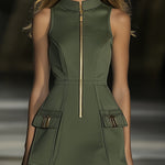 【24-hour shipping out】Casual Fashion Half Zip Cargo Pocket Sleeveless Mini Dress
