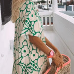 CHRISTINE | Long Summer Dress with Flowing Cut and Elegant Graphic Pattern