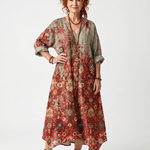 Saffron | Mixed Print Oversized Midi Dress with Pockets