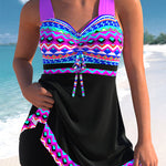 Freya | Printed Purple Drawstring Swimsuit