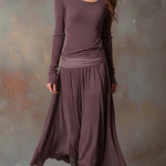 Vintage Ribbed Knit Maxi Dress In Charcoal Gray