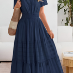Chloe Evans | Tiered Flutter-Sleeve Maxi Dress For Women