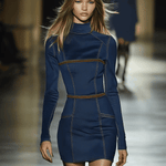Retro Elegant Artistic Blue Denim Mini Dress