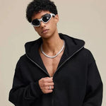 KZZ Jacket Zip Up Fashion Double Layer Hoodie Hip Hop Outerwear Jacket