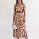 Lyra | Elegant Floral V-Neck Midi Dress
