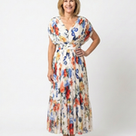 Savannah | Short Sleeve Pleated Floral Midi Dress