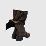 Samanta | Platform Leather Boots with Straps