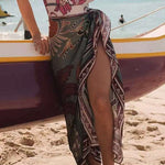 Cover-up Printed Wrap Midi Skirt