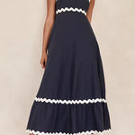 Margovil Spaghetti Strap Ric Rac Trim Swing Maxi Dress