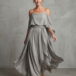 Marisol™ | Layered Drape Cold Shoulder Top Wide Leg Set