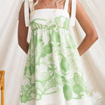 Margovil Bow Shoulder Floral Print Mini Cami Dress